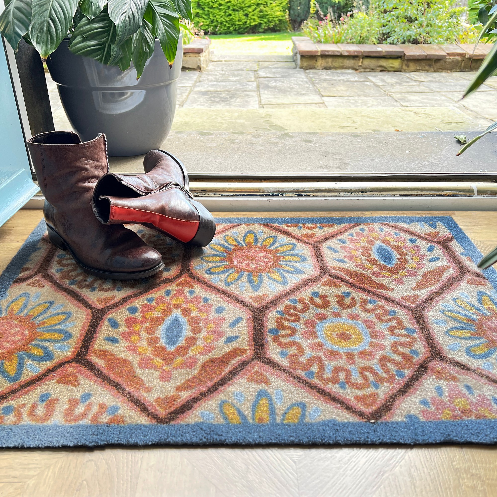 My Arabic Tile Washable Indoor Doormat In Multi